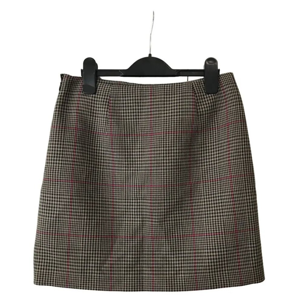 & Other Stories Paris plaid mini skirt brown with pink size 4
